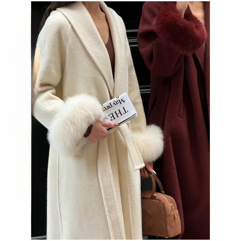

Double-Sided Woolen Fur Sve Coat 70% Wool Onepire 'Thousand Mountain Snow Beau' Faionable Women's Winter Outerwear