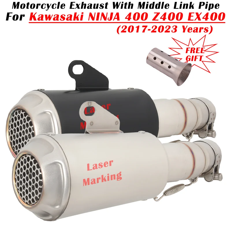 

Slip On For KAWASAKI NINJA 400 Z400 EX400 2017 - 2022 2023 2024 Motorcycle Exhaust Escape Modified Muffler With Middle Link Pipe