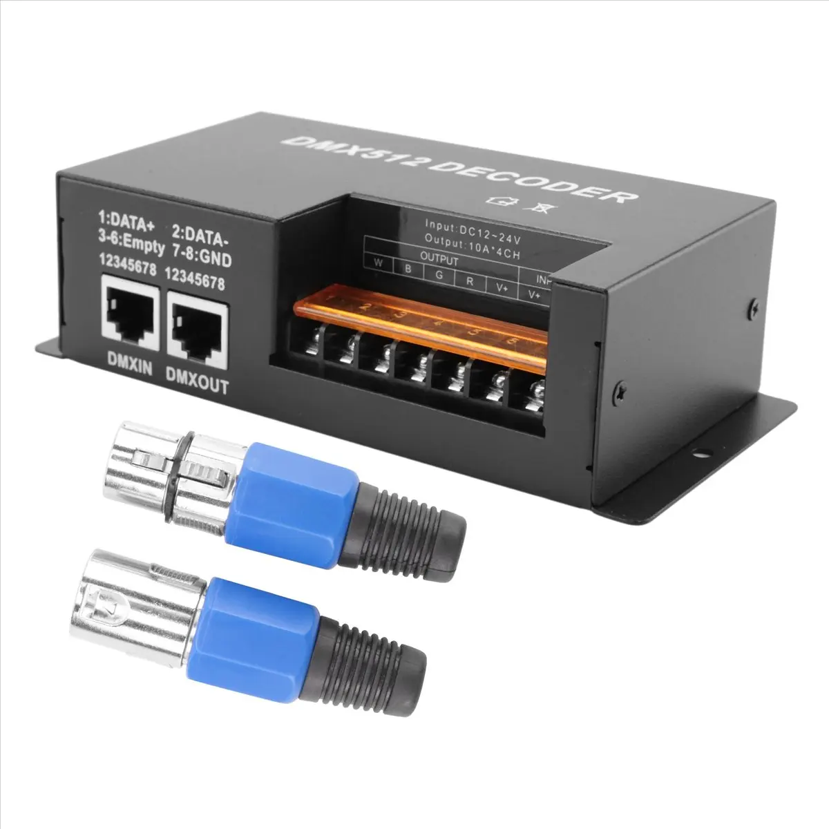 A49T 4 Channel Decoder RGBW PWM DMX512 Dimmer Driver RGBW LED Strip Light Controller Input 12V-24V DC