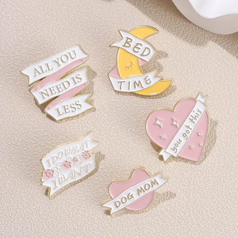 Cute Cartoon Girl Rainbow Brooch Creative Pink Letter Heart Combination Metal Badge Set Enamel Pins for Backpacks Badges Metal