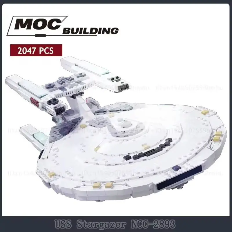 Espaço moc blocos de construção uss stargazer NCC-2893 tecnologia tijolos shuttle modelo ciência brinquedos criativos exibição coleção presentes
