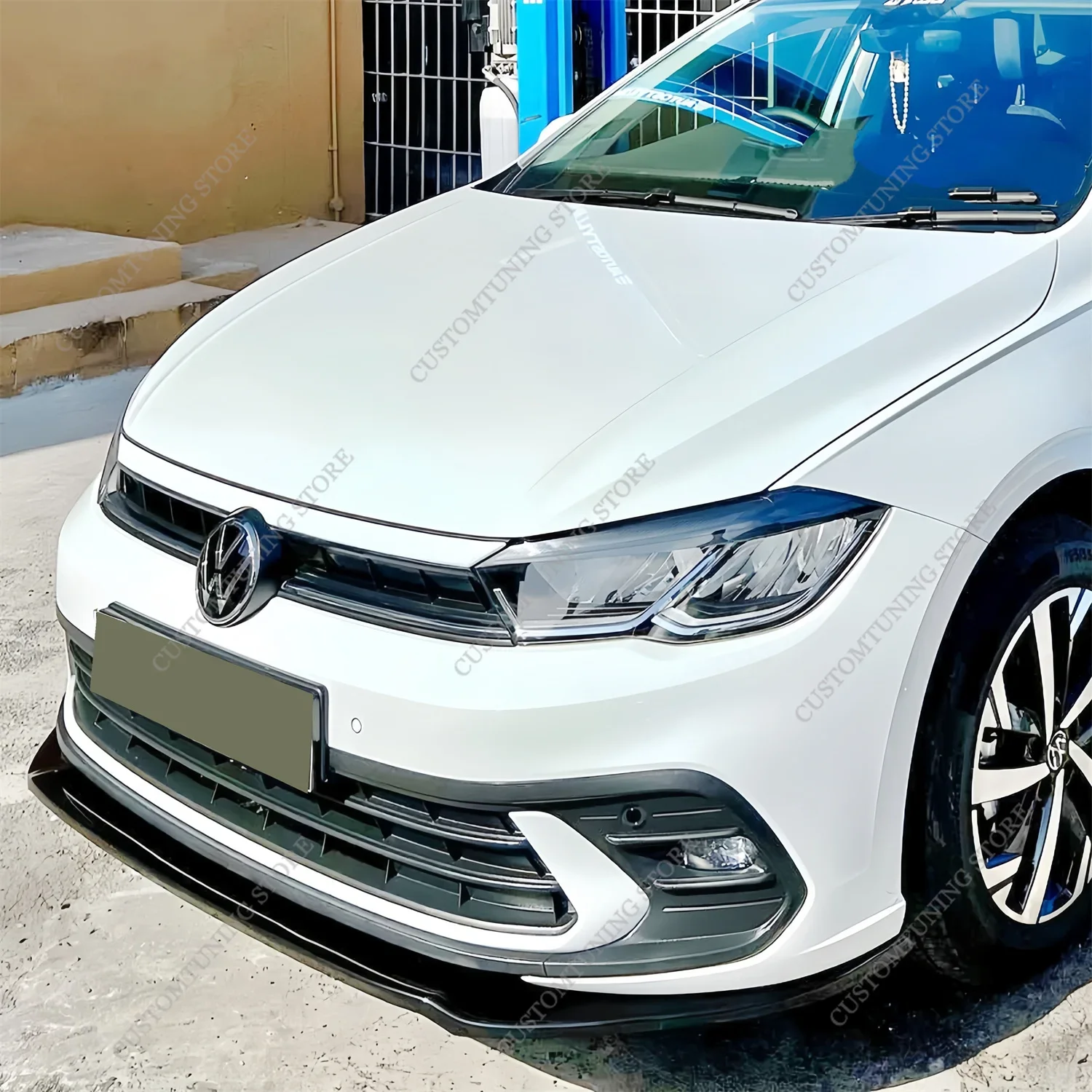 Gloss Black R Style Front Bumper Lip Spoiler Splitter For VW Polo 8 AW 1.0 TSI TGI Mpi 2021-2024 Facelift Basic Bodykits Tuning
