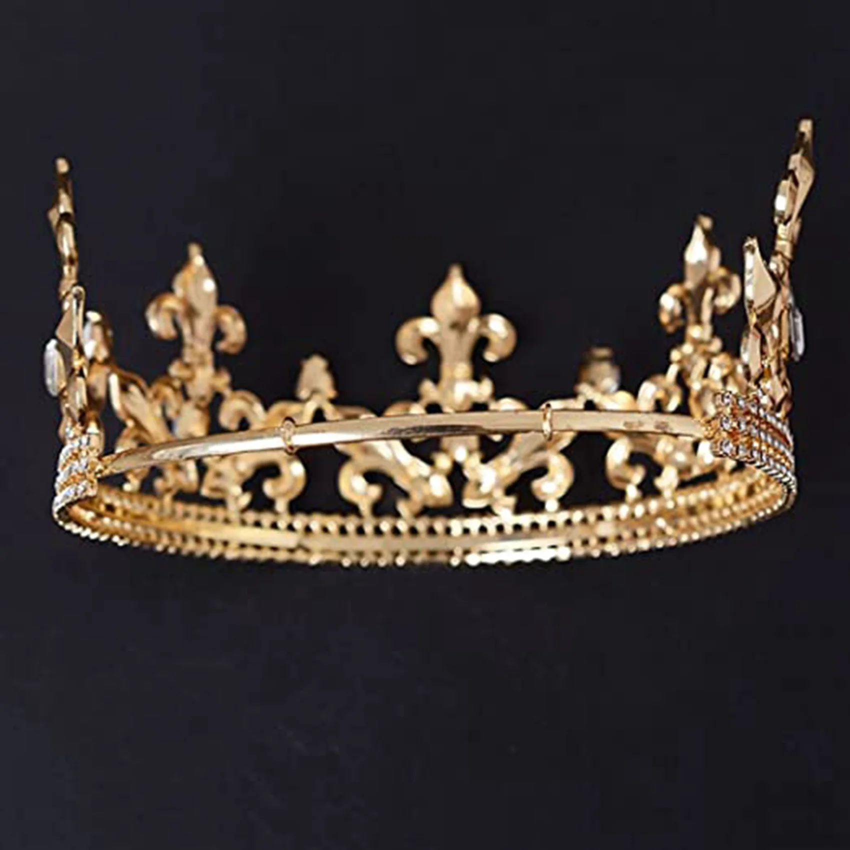 Gold King Crown for Men Adjustable Imperial Medieval Birthday Crown Prom Kings