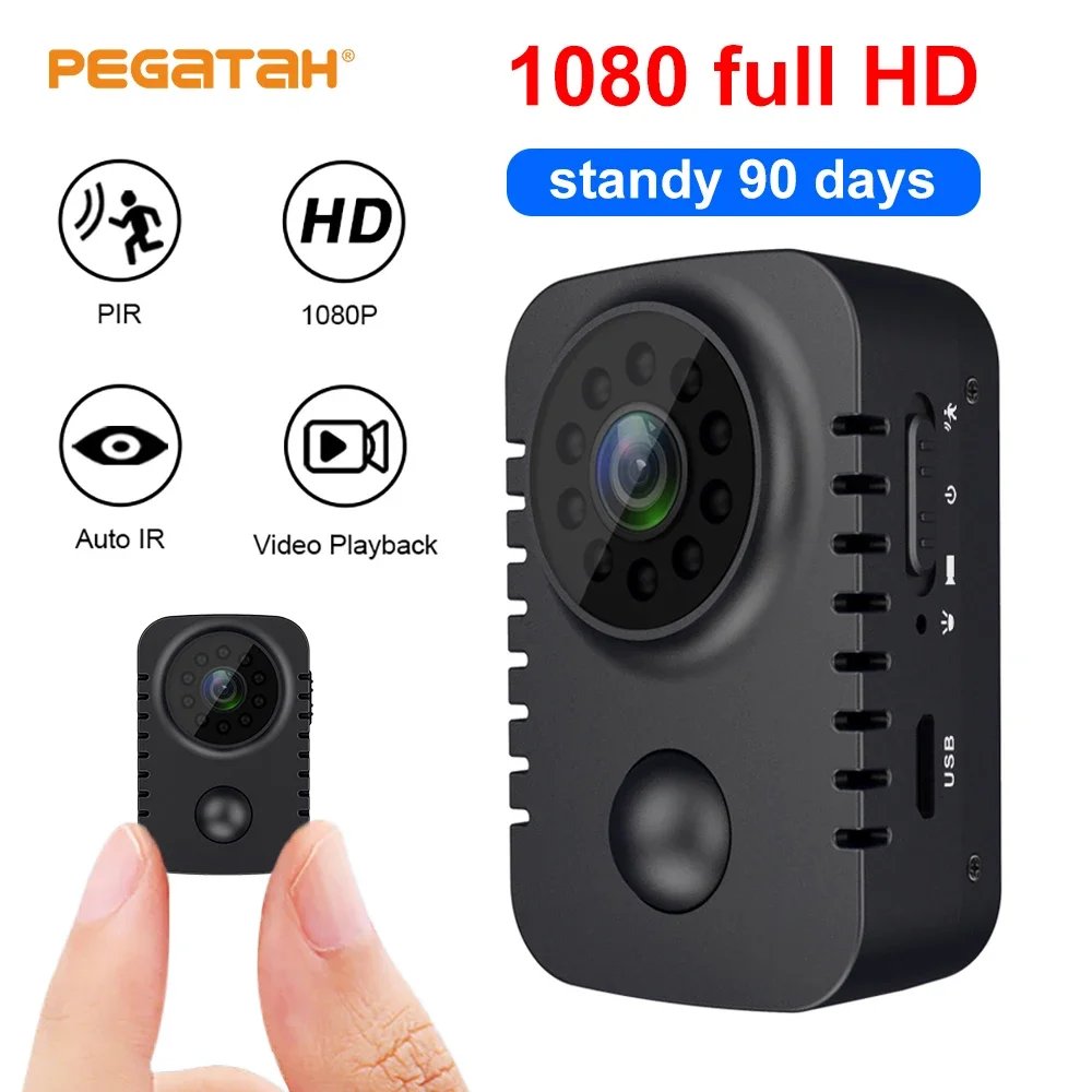 Mini Body Camera 1080P HD Video Security Surveillance Recorder Camera Night Vision Motion Activated Small Nanny Cam PIR Cameras