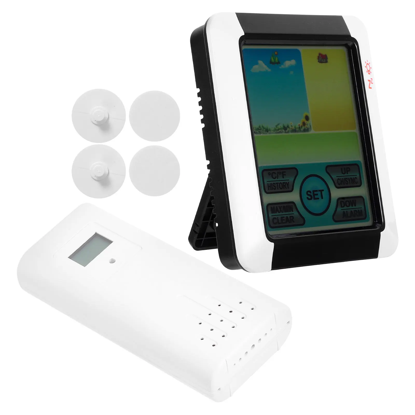 

Умные часы-метеостанция 2-в-1 для дома и улицы: водонепроницаемые, с термометром, гигрометром, цветным дисплеем с подсветкой, будильником, функцией повтора сигнала и памятью настройок