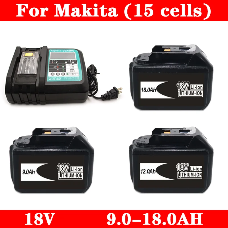 Batterie aste BL1860 pour Makita, outils électriques 18 V, 15 cellules, batterie de rechange pour Makita BL1830, BL1850B