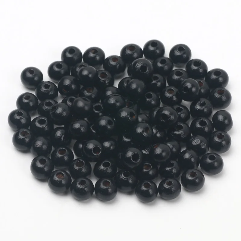 50/100/200pcs 6/8/10mm Natural Wood Beads Black Wooden Loose Spacer Beads For Diy Bracelet Necklace Jewelry Making Accessories