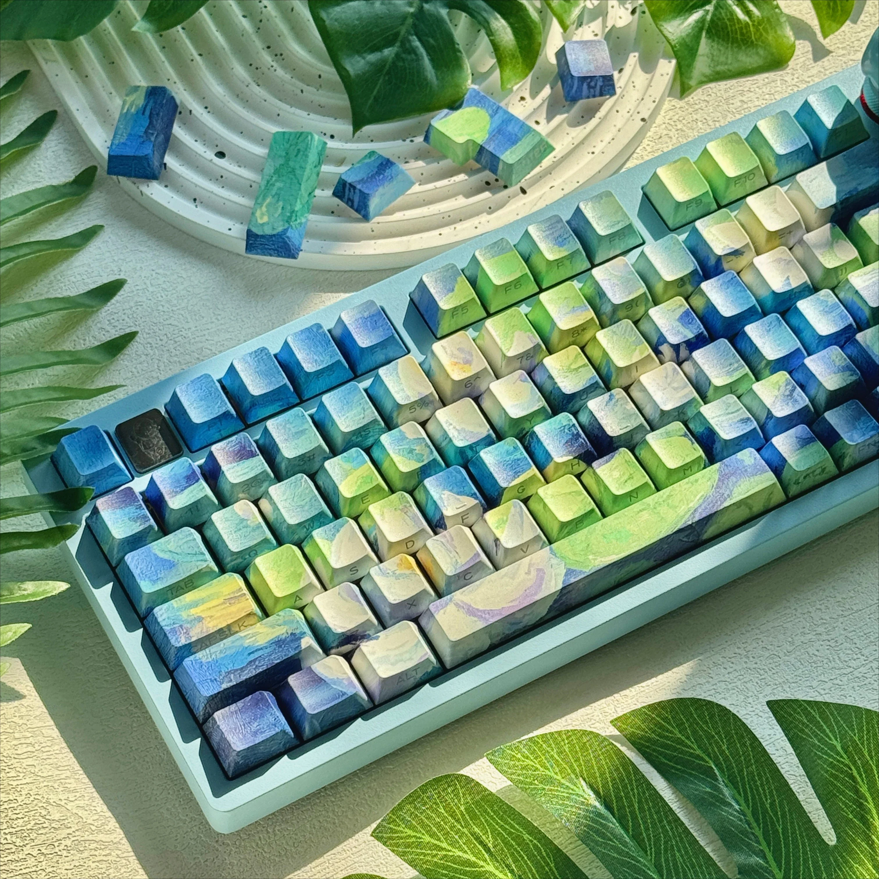 Side engraved  moon beauty theme five-sided sublimation keycap non-moa height