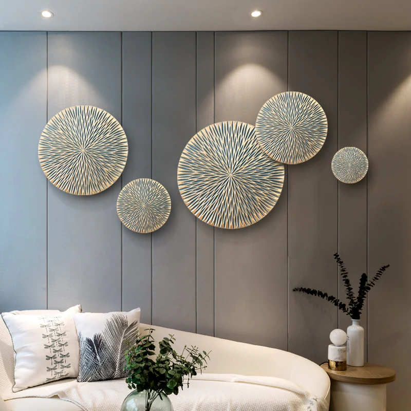 Round Wooden Wall Hanging Room Bedroom Decoration Three-dimensional Blooming Wood