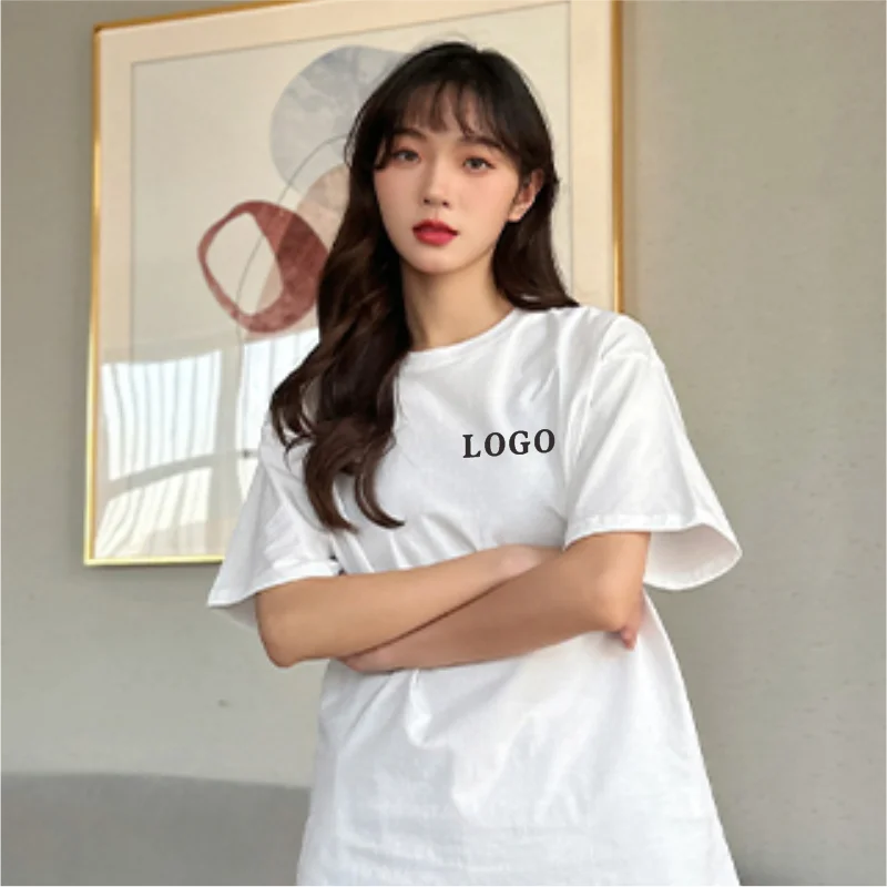 Fashion top print T-shirt embroidered logo Casual short sleeved custom logo Personalized design text Printed pattern on diy