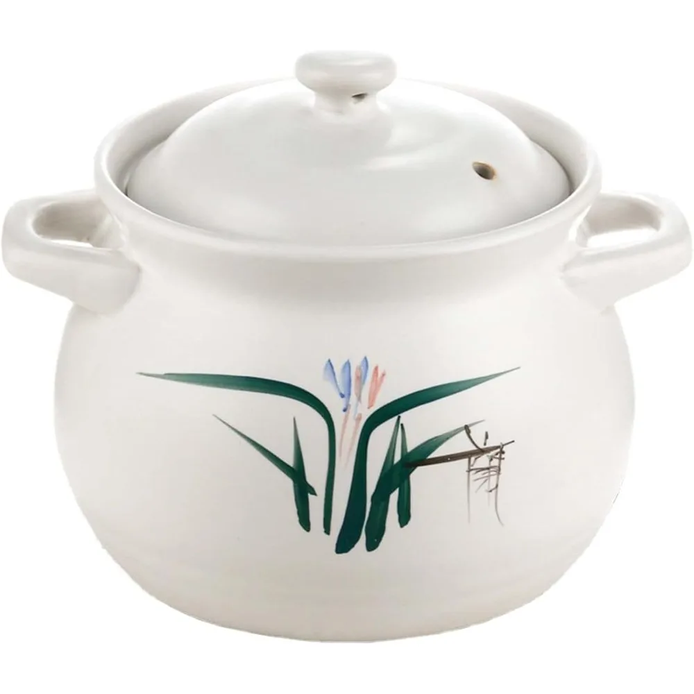 

Cooking Pot with Lid, Heat-Resistant Shallow Casserole, Earthenware Soup Stew Pot for Restaurant Home Kitchen, Dishwasher Safe