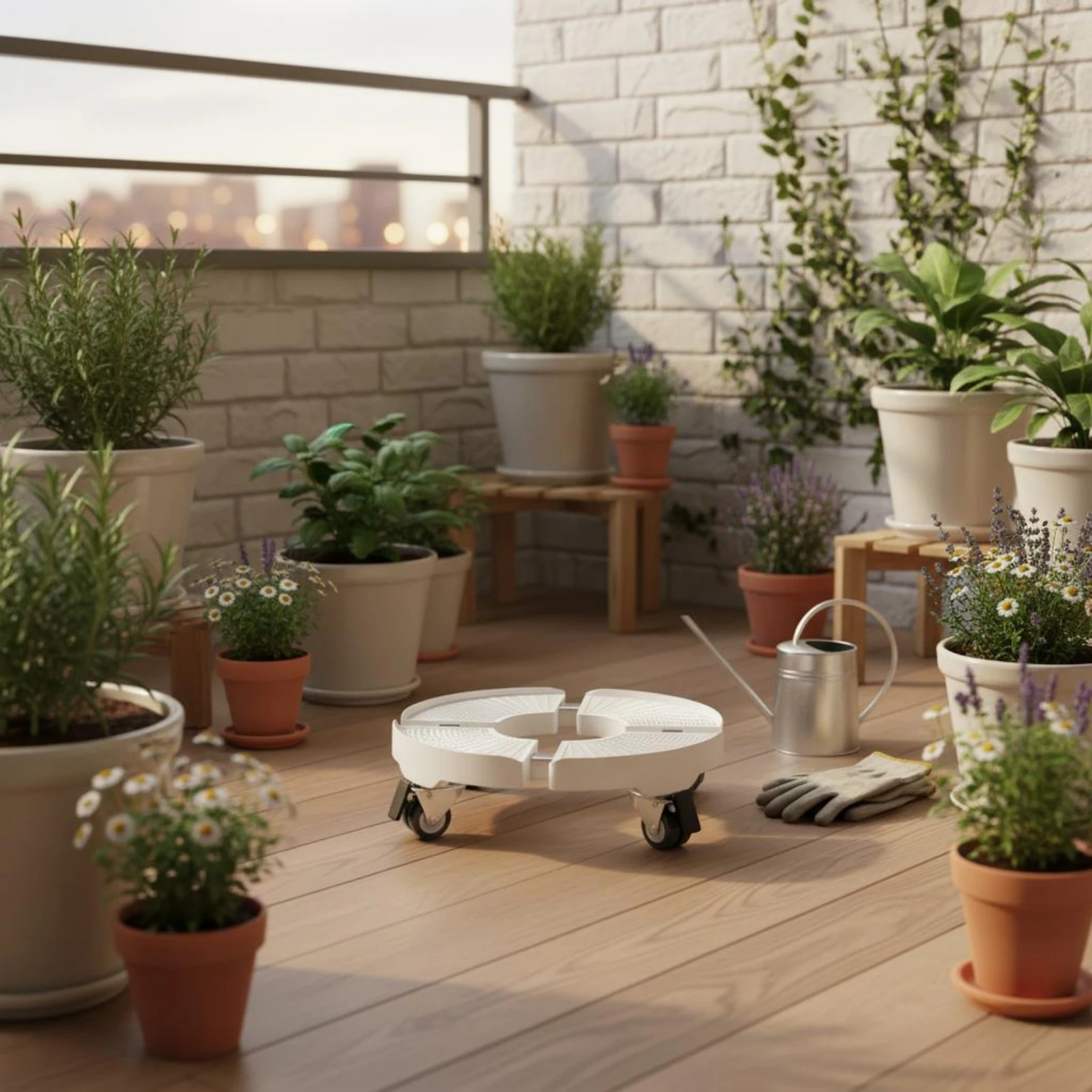 

Wheeled Flower Pot Base Indoor Outdoor Adjustable Plant Dolly Rolling Plant Stand Sturdy Garden Support Heavy Duty for Patio