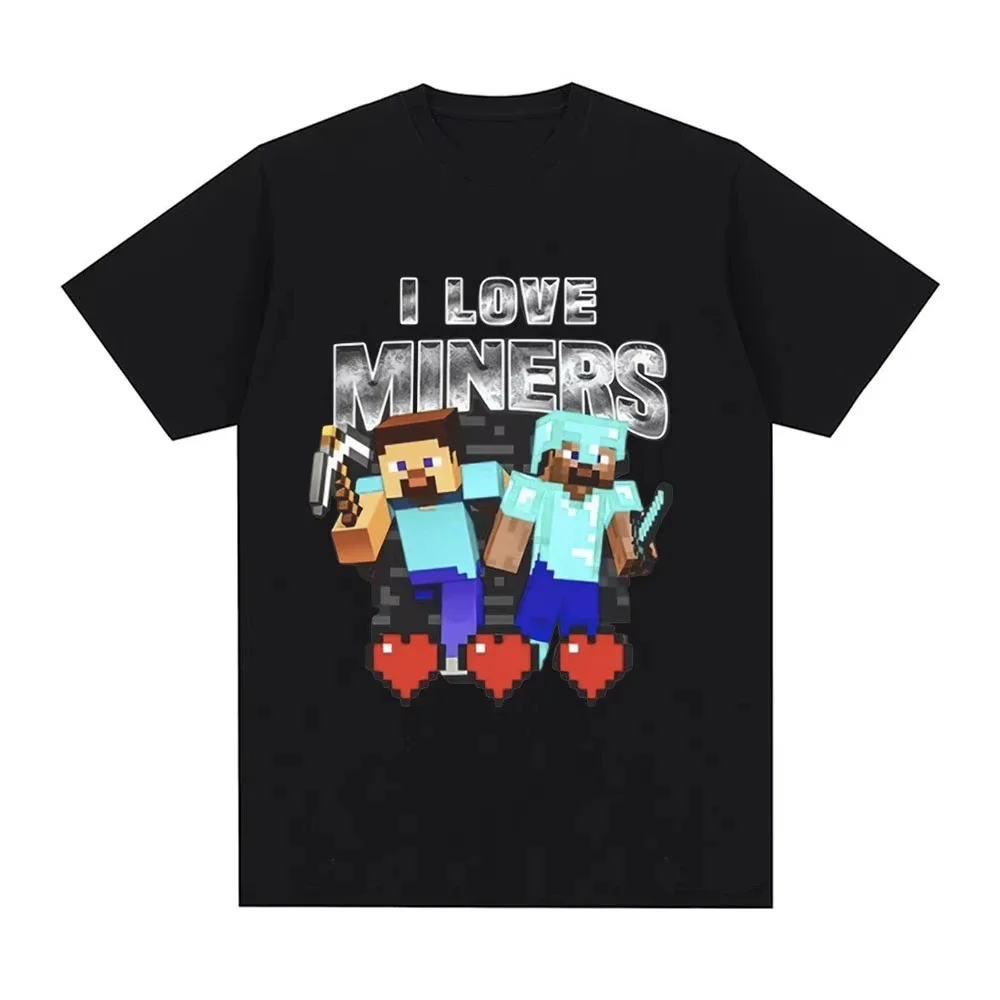 T-shirt Men I Love Miners Print T Shirt Otaku Game Funny Meme Cotton Casual Short Sleeve Oversized Tops Fashion Trends image 2
