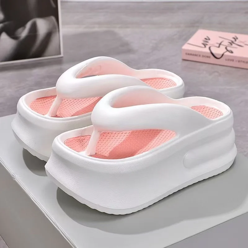 

Women's Clip Toe Wedge Flip Flops 2025 Summer Chunky Platform Beach Sandals Woman Thick Sole High Heeled Eva Slippers Slides