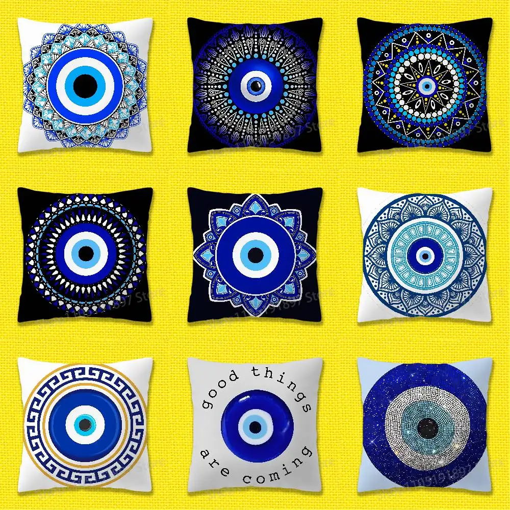

Mandala Turkey Turkish Lucky Blue Evil Eye Throw Pillow Case For 30cm 40cm 45cm 50cm 55cm Square Sofa Pillowcase Shell