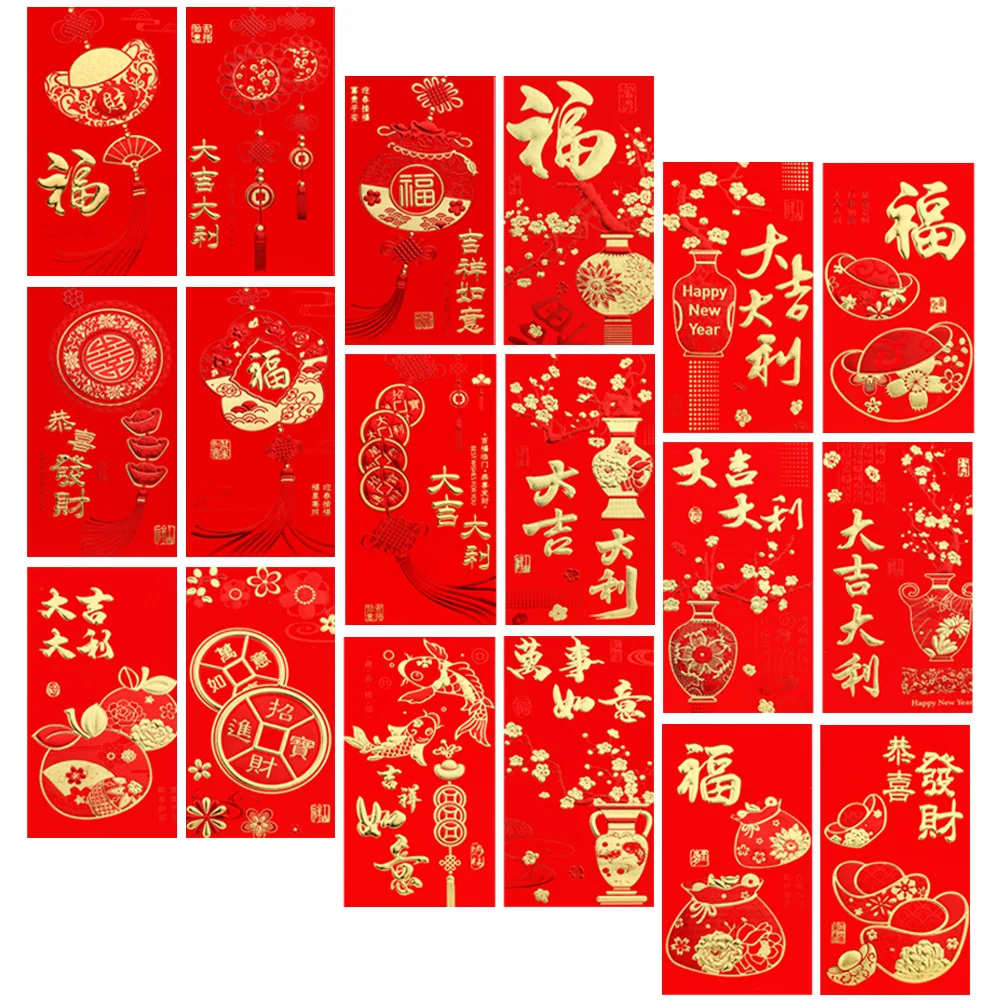 36 Pcs New Year Red Envelope 2024 Chinese Pocket of The Rabbit Packets 2023 Money Paper Envelopes Lunar Wallet