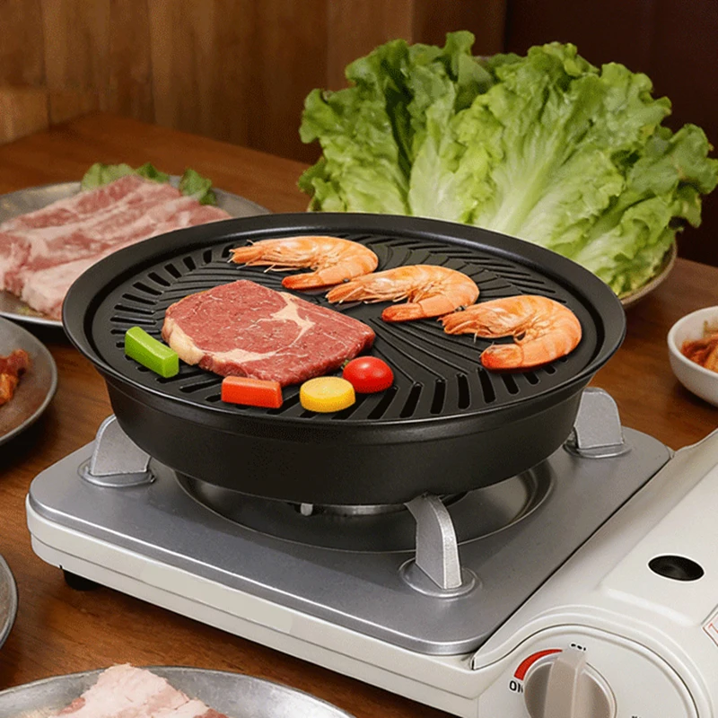 Smokeless Barbecue Grill Pan Non-Stick Gas Stove Plate Electric Stove Baking Tray BBQ Grill Barbecue Tools For Household Outdoor