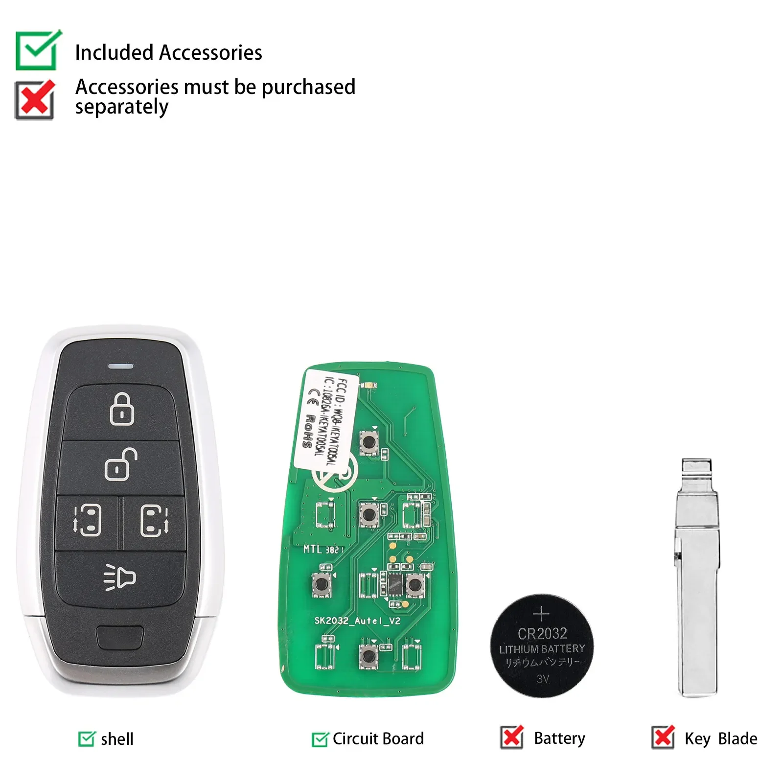 AUTEL IKEYAT005CL 5 أزرار مفتاح ذكي عالمي مستقل 5 قطعة/الوحدة