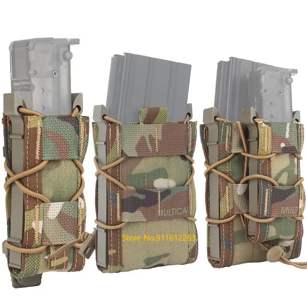 Tactical 5.56 9mm Magazine Pouch Tiger Type AK M4 AR15 Rifle Pistol Single Mag Bag Molle Military Airsoft Hunting Bag