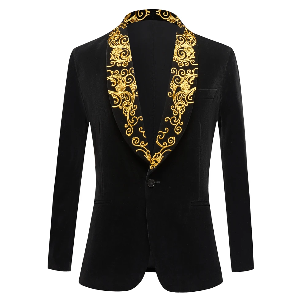 Men\'s Suits Embroidered Shawl Lapel Groom Wedding Tuxedos Male Prom Blazers Slim Fit Costume Homme Prom Photo Suit Party Tuxedo