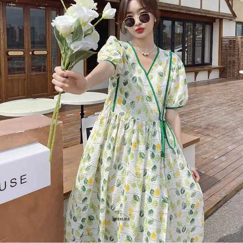 

Large Size 6XL 150kg Women Long Dress High Waist Dress V Neck Short Sleeve Floral Dresses Ladies Casual Large Summer Maxi Dress