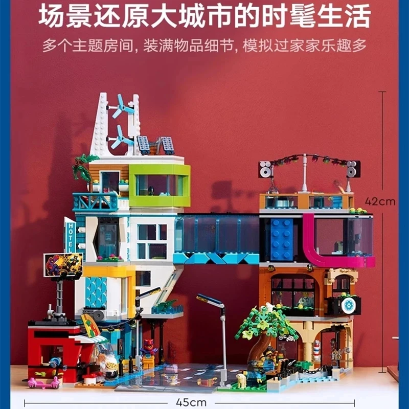 New product 2010PCS city center modern metropolis 60380 building blocks street view toys boys and girls children's gifts