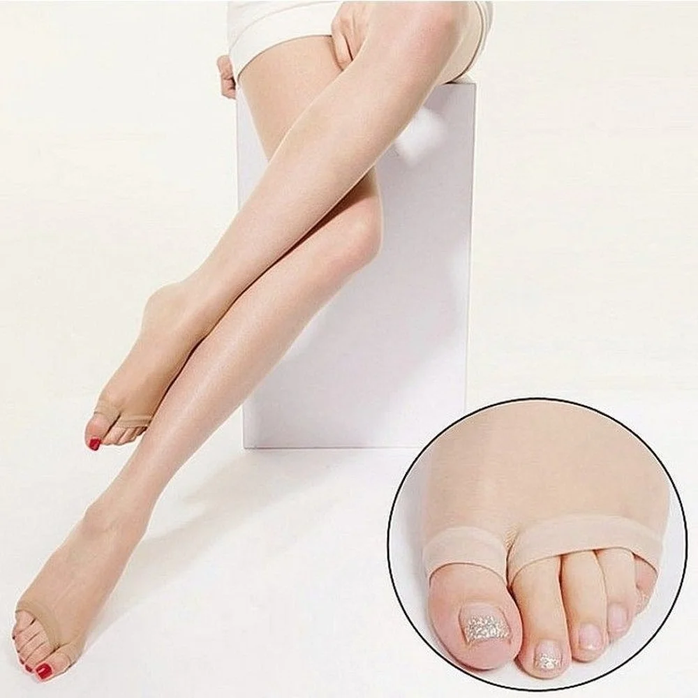 Medias elásticas de nailon sin costuras para mujer, pantimedias ajustadas hasta el muslo, Sexy, Punta abierta, Verano