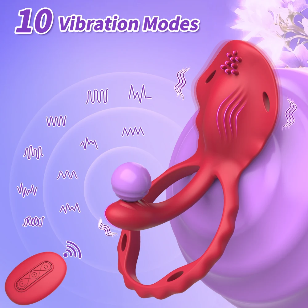 Wearable Panty Vibrator with Nipple Clamps Remote Control 10 Vibration Cock Ring Clitoral Stimulator Adult Sex Toy for Men Women 2