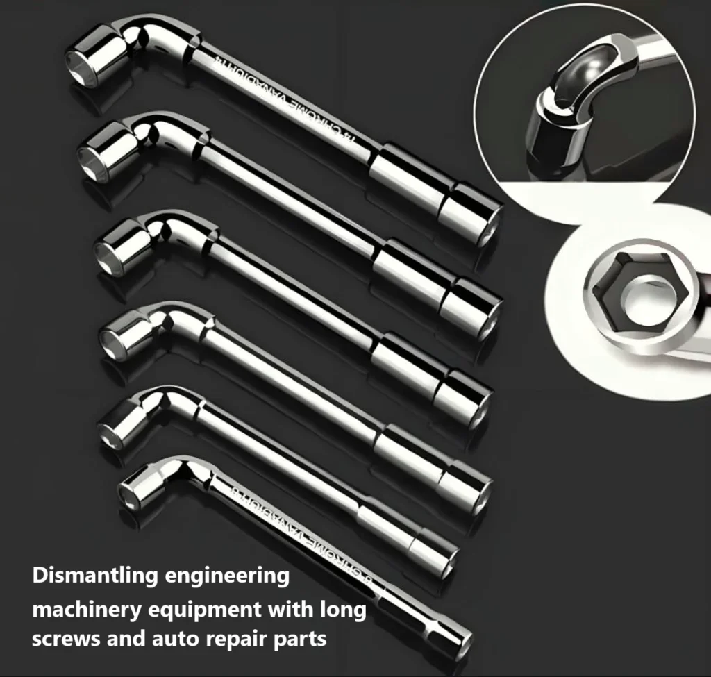 5-7Pcs L-Type Angled Socket Wrench Spanner Set with Thru Hole Car Ratchet Key Pipe Repair Tool Kit