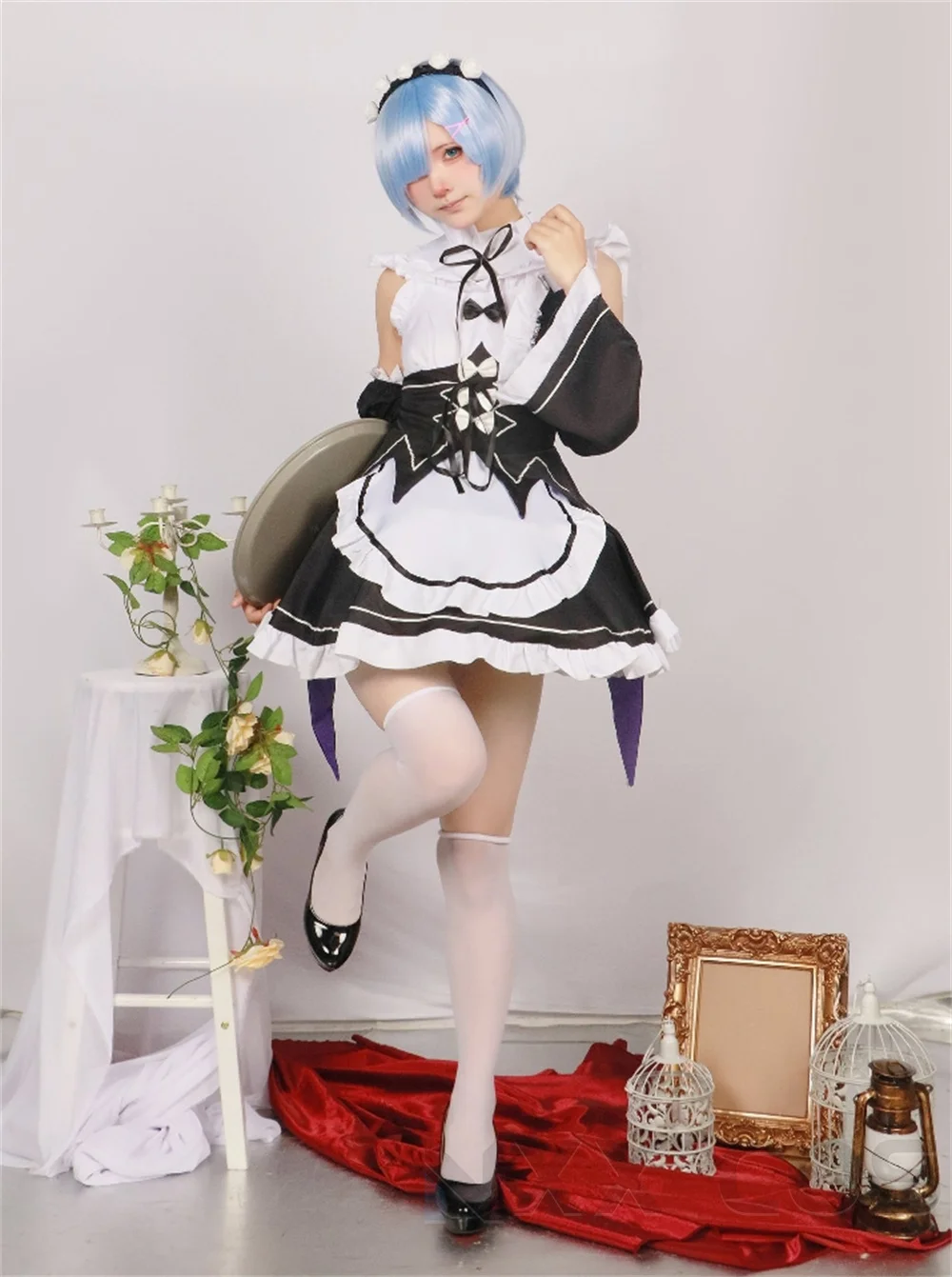 Rem y Ram Cosplay de Re:Zero Kara Hajimeru Isekai Seikatsu, disfraz Kawaii para fiesta, juego de rol, cómic Con pelucas, utilería para Coser