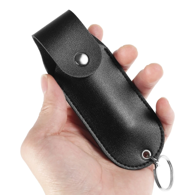 Leather Pepper Sprays Holder Keychain Mini Portable Sprays Storage Bag with Cover EDC Lady Self Defense Accessory Case Only