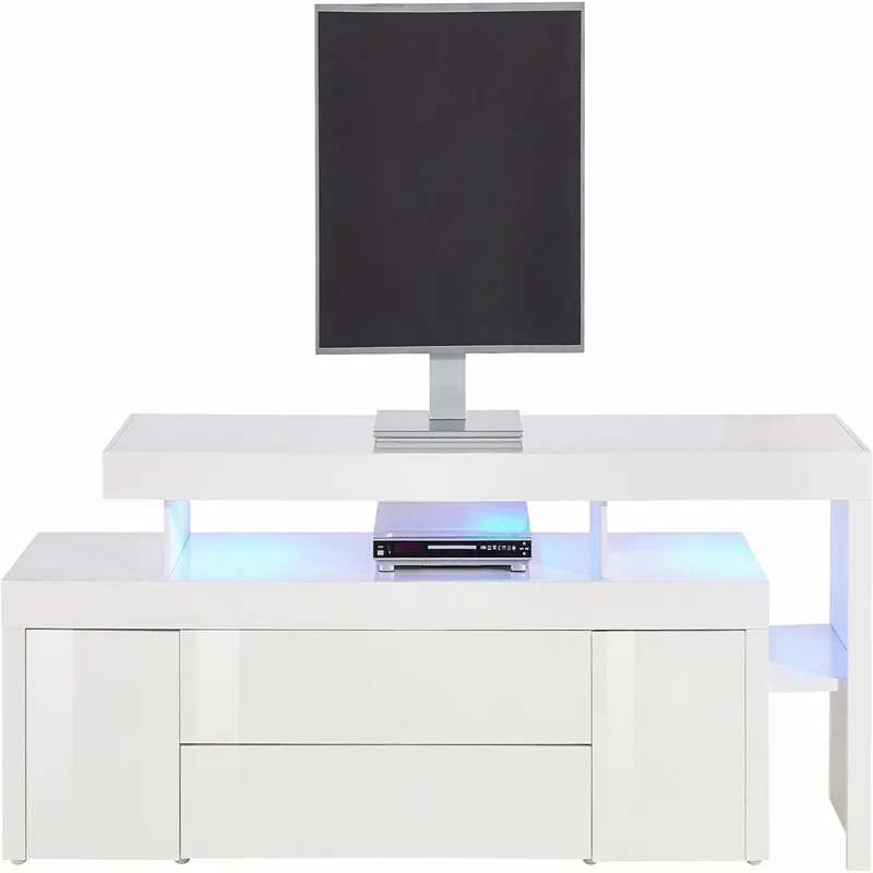 Top Quality Multi Function Storage Minimalist Grey Melamine Wood TV Stand With Light