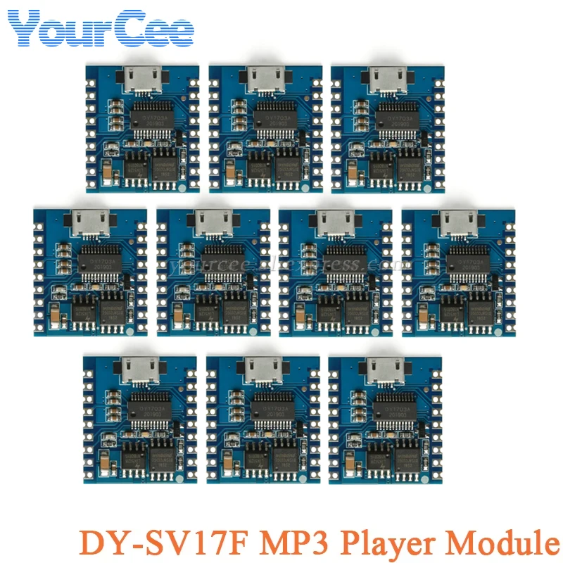 10 sztuk/1 sztuk DY-SV17F Odtwarzacz MP3 Moduł głosowy 4MB Flash Odtwarzanie głosu 8-kanałowy wyzwalacz IO Sterowanie portem szeregowym Pobierz USB