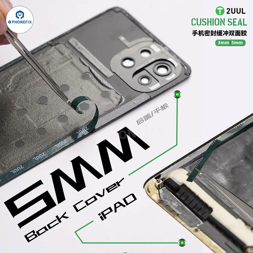 

2UUL 3/5mm Cushion Sealing Double-Sided Tape for iPhone iPad Screen Back Cover Frame Repair Cushioning Protection Tape