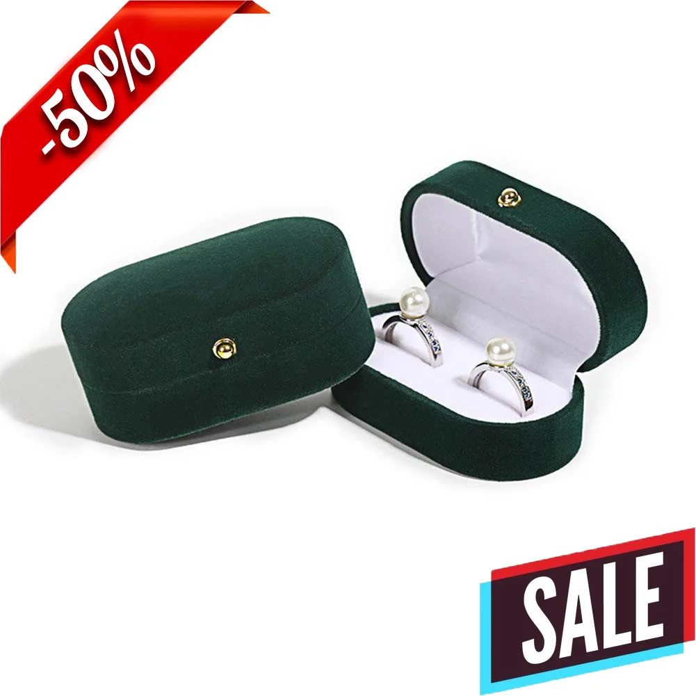 Caja para anillos de terciopelo, caja para anillos de joyería de terciopelo octagonal, almacenamiento con 2 ranuras, soporte para anillos, propuesta, compromiso, ceremonia de boda