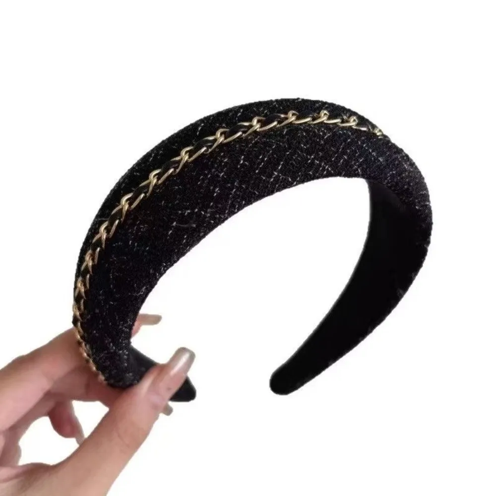 Cute Non Slip Headbands for Women Spa Headband Wide-Brimmed Chain Hairbands Comfortable Versatile Hair Band Hair Accessories