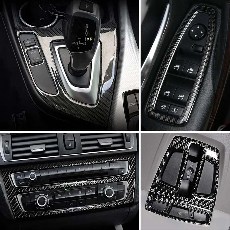 For BMW 1 2 Series F20 F21 F22 F23 Carbon Fiber Car Interior Shift Air Conditioning CD Panel Door Armrest Cover Accessories