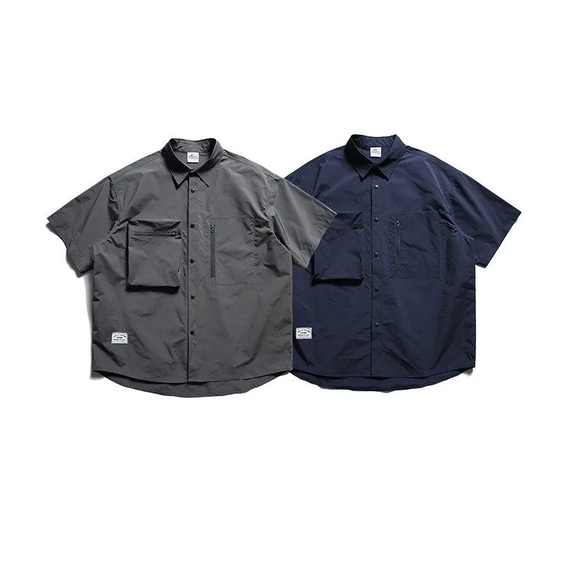 Outdoor Waterproof Short Sleeved Shirt Men's Summer Trendy Loose Multi Pocket Shirts