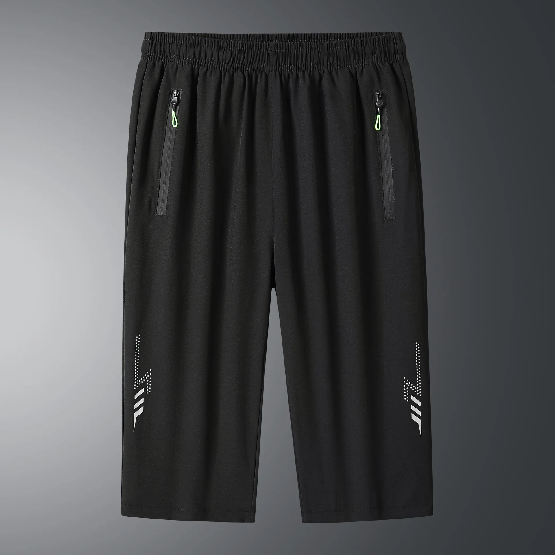 New Summer Ice Silk Men's Shorts Casual Sports Quick Dry Loose Fit Thin Seven-Quarter Length Pants Polyester Fiber Straight Leg