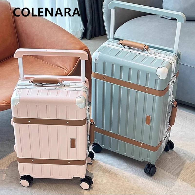 COLENARA Luggage Travel Bag Aluminum Frame Boarding Box Large Capacity Trolley Case 20