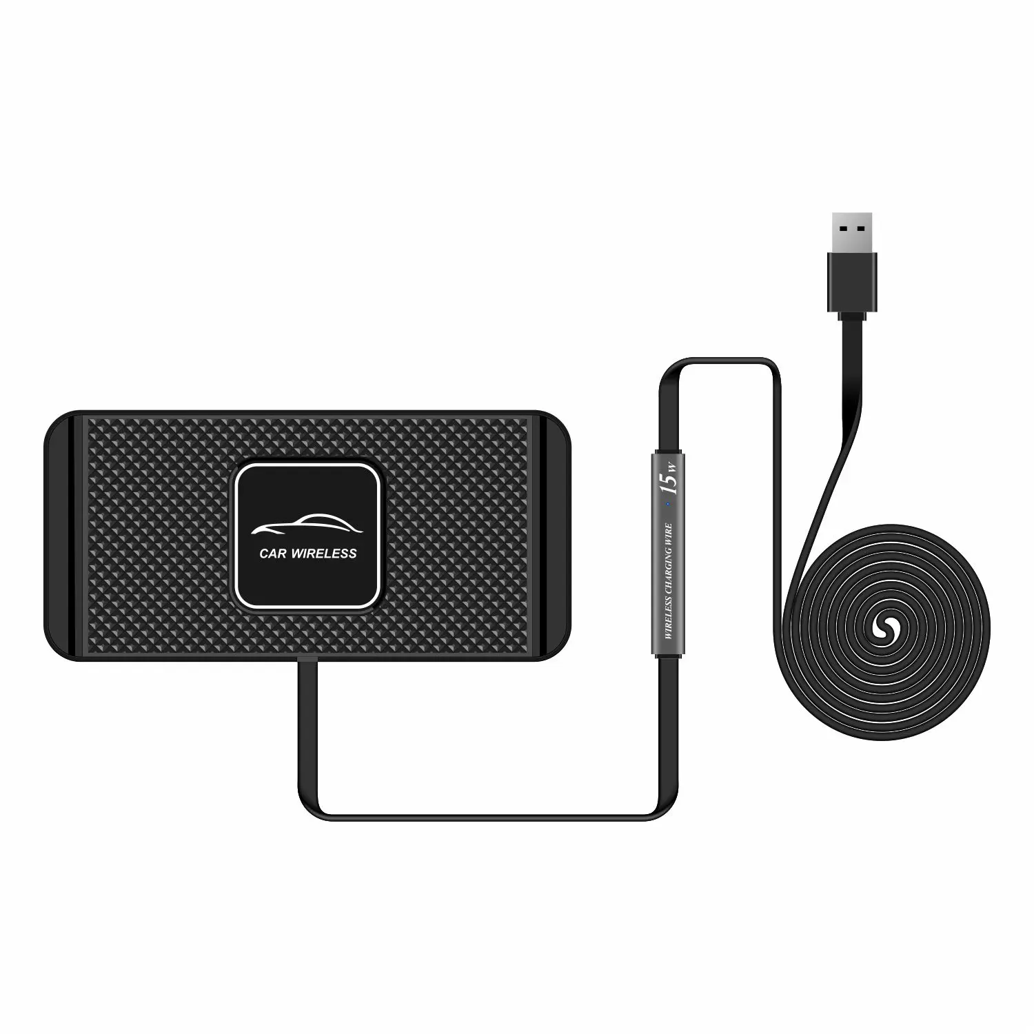 15W Fast Wireless Charging Pad Wireless Car Charger Non-slip Car Wireless Phone Charger for iPhone 12~15, Samsung Series