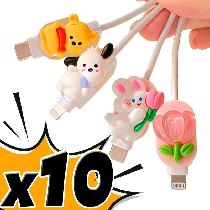 Cartoon Cute Cable Winder for Samsung Xiaomi Huawei Android Phones Tablet Charging Data Cord Organizer Plastic Protector Cover