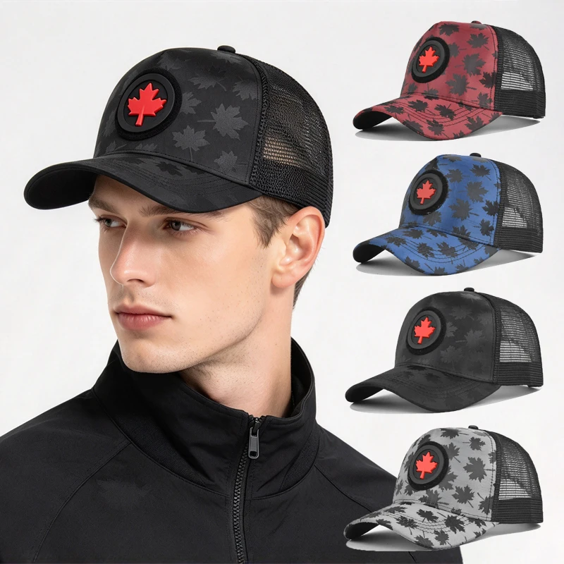 Retro Baseball Caps Canada Maple Leaf Mesh Cap Women Men New Style Fashion Luxury Baseball Caps Outdoor Sports Fishing Hats