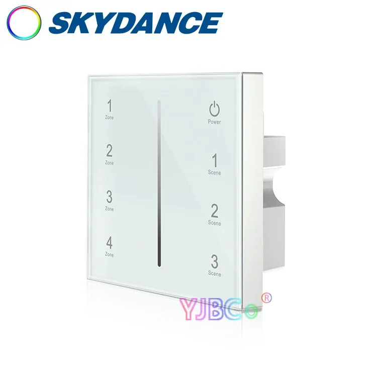 

Skydance 4 Channel 0-10V single color LED strip controller 4CH monochrome dimmer switch 110V-220V AC RF remote Glass touch panel