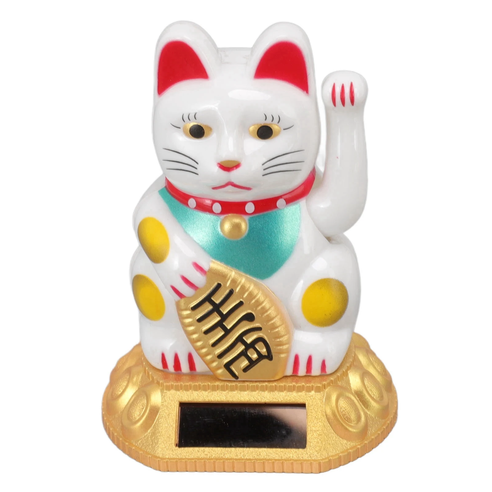 Estatuilla de gato de la suerte, brazo ondeante de plástico, decoración de gato chino de la suerte, inducción de luz Solar, respetuosa con el medio ambiente, riqueza y suerte para el hogar/tienda