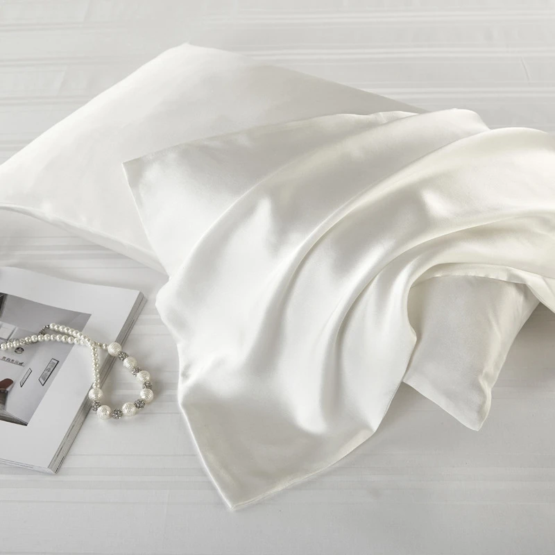 

Pillowcase Both Sides Natural Pure Silk Pillowcase for Hair and Skin, 600 Thread Count 50X75cm- White