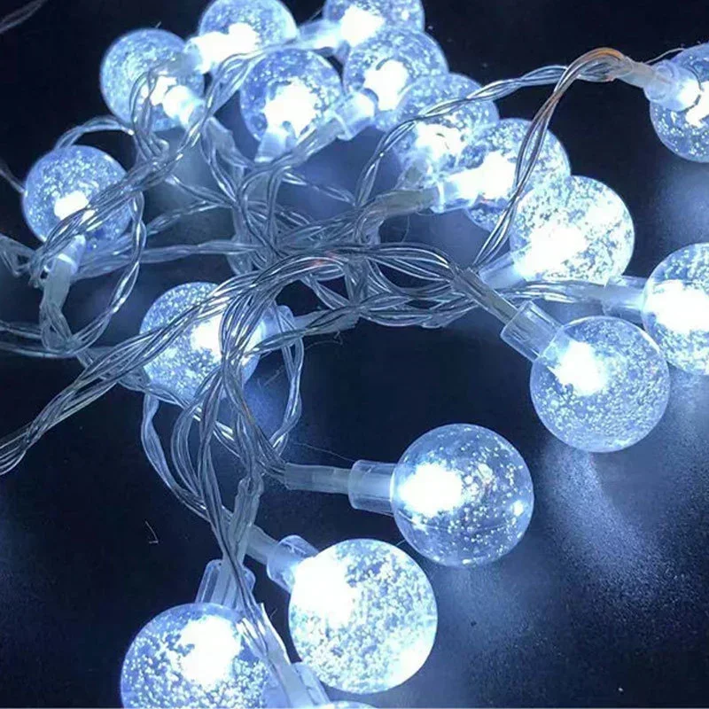 LED Bubble Ball String Lights Golden Glow Battery Operated Indoor Fairy Lights for Wedding Holidays New Year Decorations
