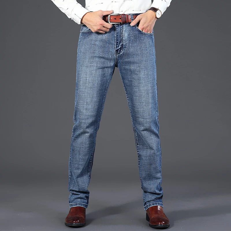 Wthinlee 8 モデル春秋ビジネスジーンズ男性カジュアルストレートストレッチファッションクラシックワークデニムパンツブランド服