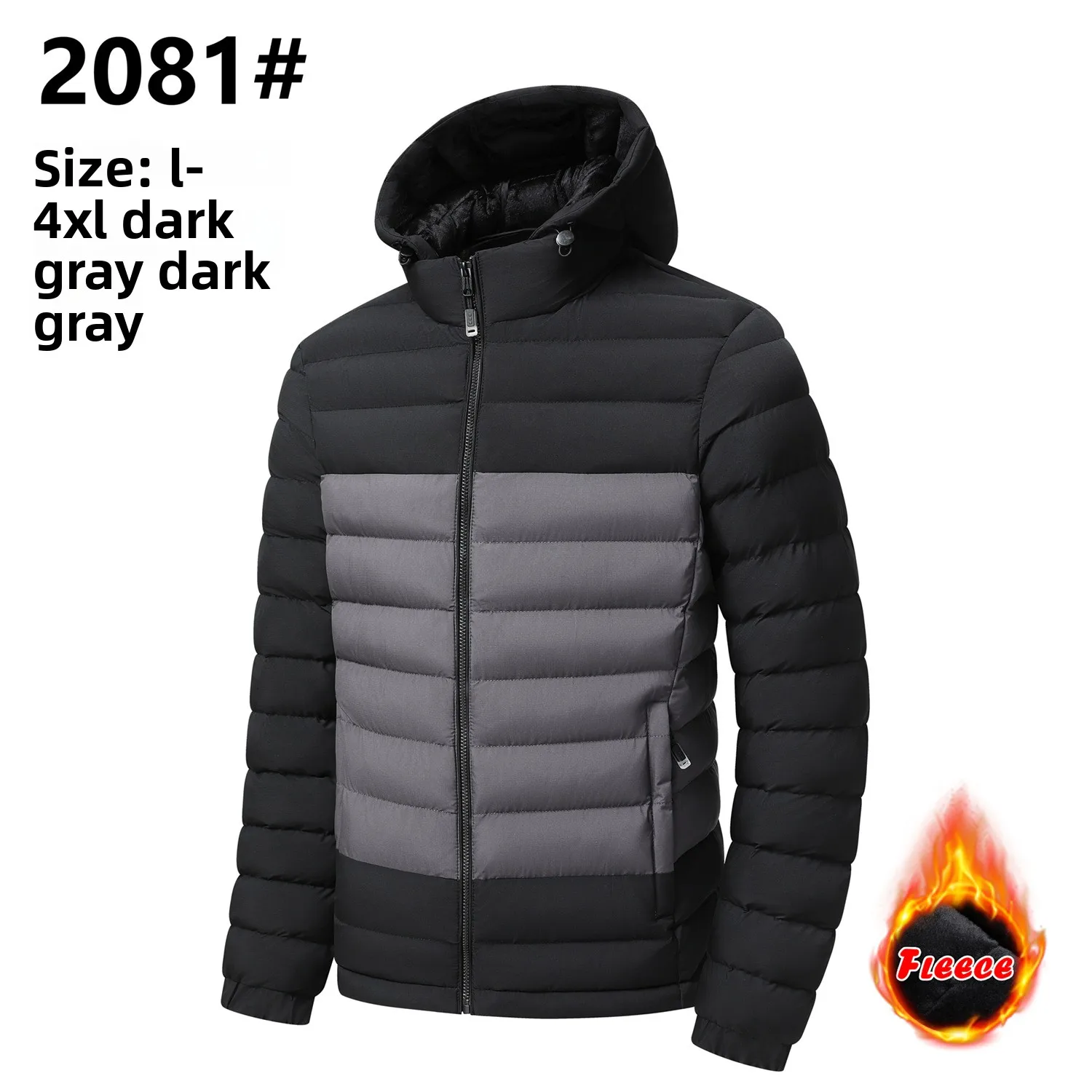 

Men's Thiened down Cotton Jaet aphene Warm Hooded Winter Coat Regular Length Loose Fit Youth Faion Unbranded