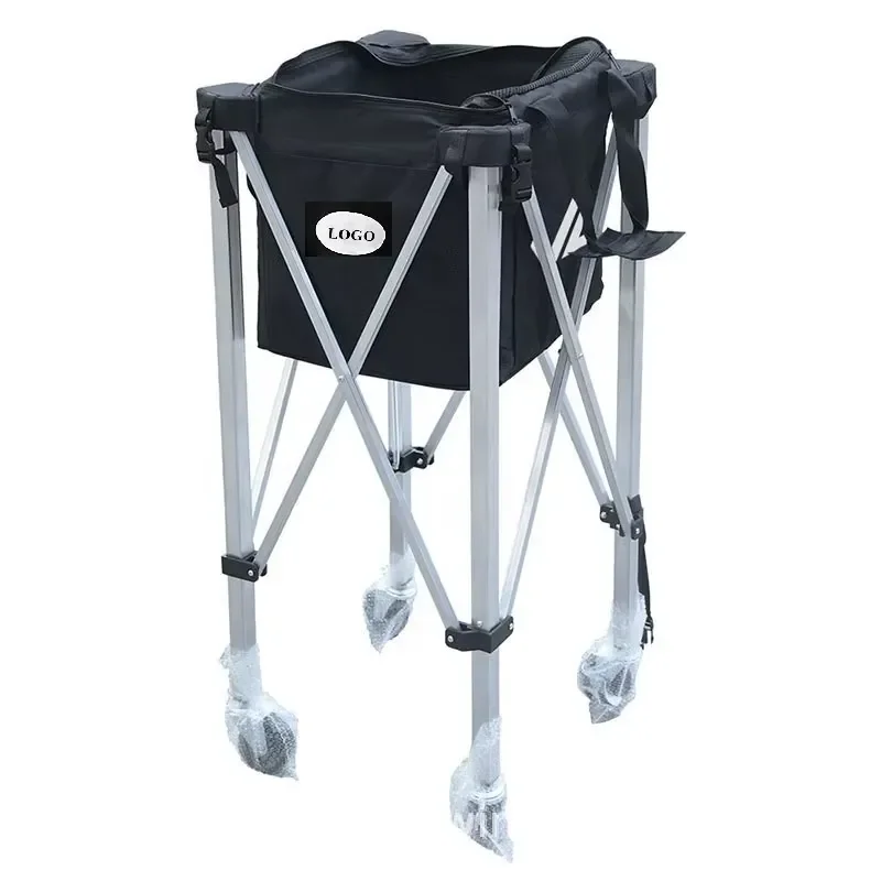 Multi Portable Folding Pickle Ball Tennis Ball Cart Custom logo Tennis Cart With Wheels Tennis Coach Cart Basket